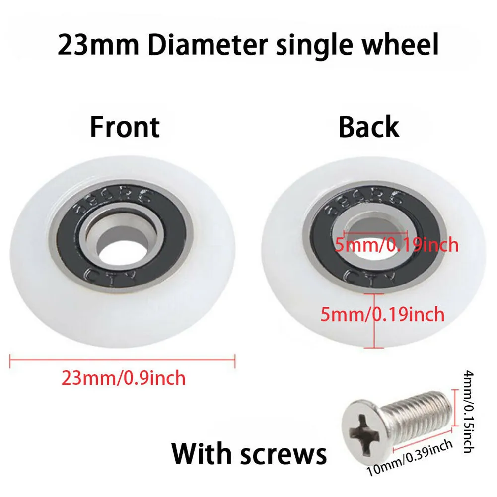 

8Pcs Shower Door Roller Runner Wheels 19/23/25mm Bathroom Shower Sliding Door Roller Wheel Runners Roller Fastener Pulley Wheels