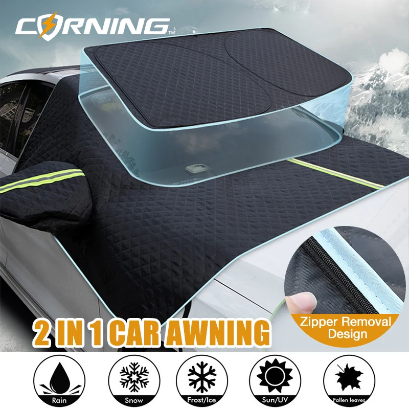 

Car Front Windshield Cover Sun Shade Protector Winter Snow Ice Rain Dust Frost Guard Two-in-one Detachable Thickened Half Covers