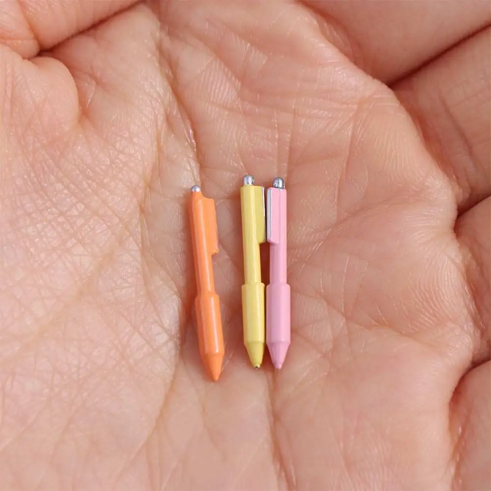 10pcs Study Scene Dollhouse Miniature Ballpoint Pen Simulation OB11 Prop Dollhouse Mini Pen Model DIY Craft Doll Learning