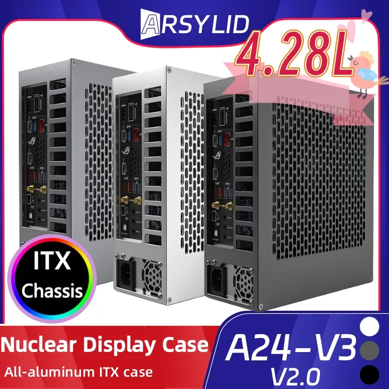 LZmod 4L mini A24-V3 2.0 Core Display 1U Power Supply ITX Chassis All Aluminum Alloy A4 Computer Case