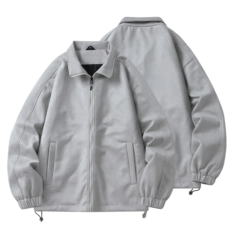 Men's Autumn Winter Solid Turn-down Collar Zipper Pockets Bandage Long Sleeve Cardigan Jacket Coats Fashion Casual Vintage Tops