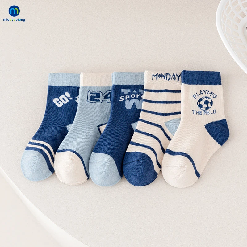 

5 Pairs /Lot Cute Baby Boy Cotton Socks Cartoon Football Children's Socks For Girls Winter Infant Toddler Kids Socks Miaoyoutong
