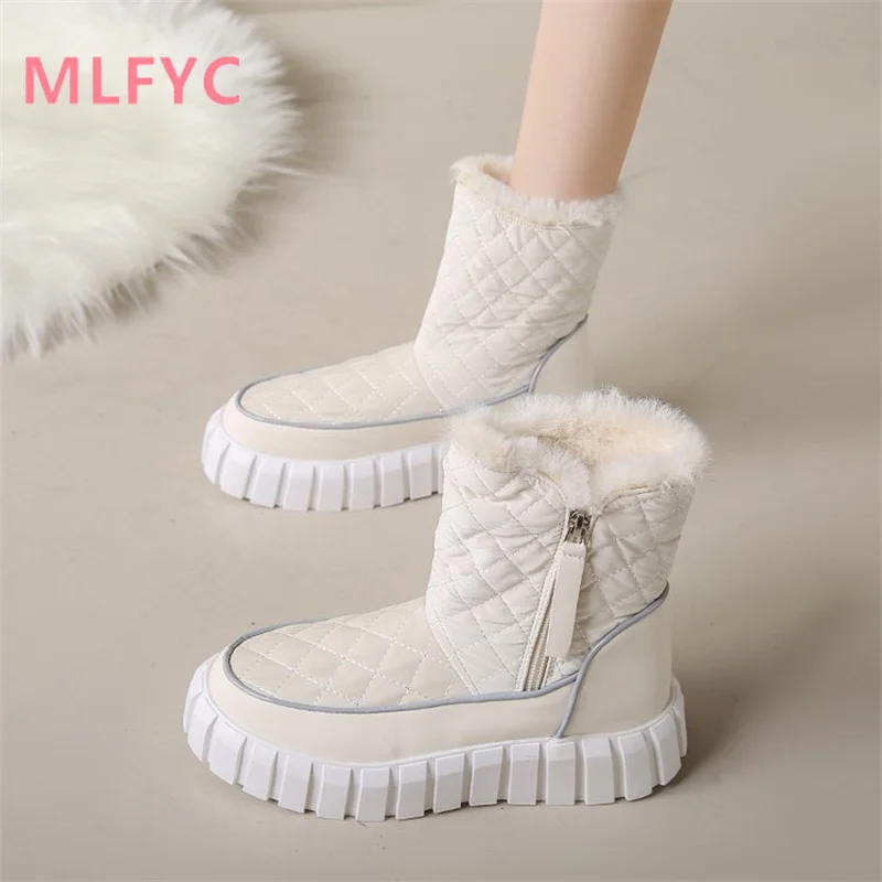 Large Size Snow Boots for Women 2023 Winter New Plush and Thick Sponge Sole Fashion Boots for Outdoor Cotton Shoes for Mujer