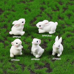 Set of 5 Miniature Kawaii Rabbit Resin Figurines - Cute Bunny Decor for Dollhouse and DIY Crafts (5pcs random type)