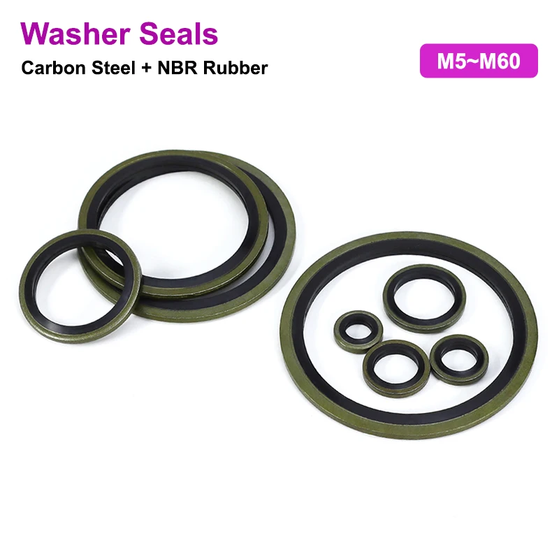 Washer Seal M5 M6 M8 M10 M12 M14 M16 M18 M20~M60 Bonded Washer Metal Rubber Oil Drain Plug Gasket Sealing O Ring Assortment Set