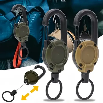 2Pcs Retractable Keychain with Steel Cable & Secure Clip-On Design Durable Black Outdoor Buckle for Camping Hiking Backpacking