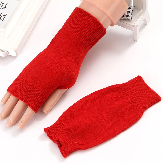 Boao 3 Pairs Half Finger Gloves Winter Fingerless Gloves Unisex Knit Gloves Typing Gloves for Men Women