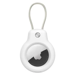 Universal Airtag Safety Lock Holder with Lanyard Keychain - Secure Anti - Loss Protective Cover (White)
