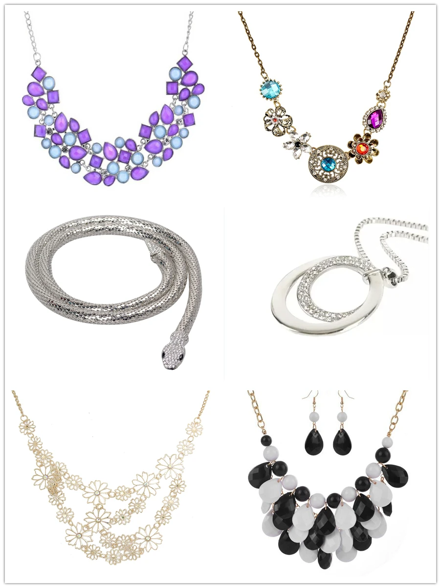 

Necklace accessories in retro style, 6 pieces per pack