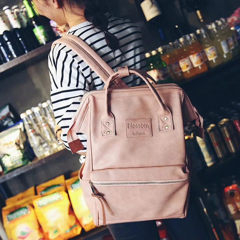 

New retro style Fashion Women Leather Backpack Youth Korean Style Shoulder Bag Laptop Schoolbags For Teenager Girls Boys