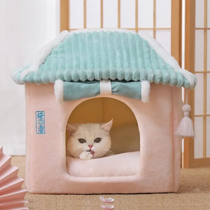 

Foldable Cat Bed Mat Pet Dog House Winter Cat Villa Sleep Kennel Removable Warm Nest Enclosed Tent Cave Sofa Basket Pet Supplies