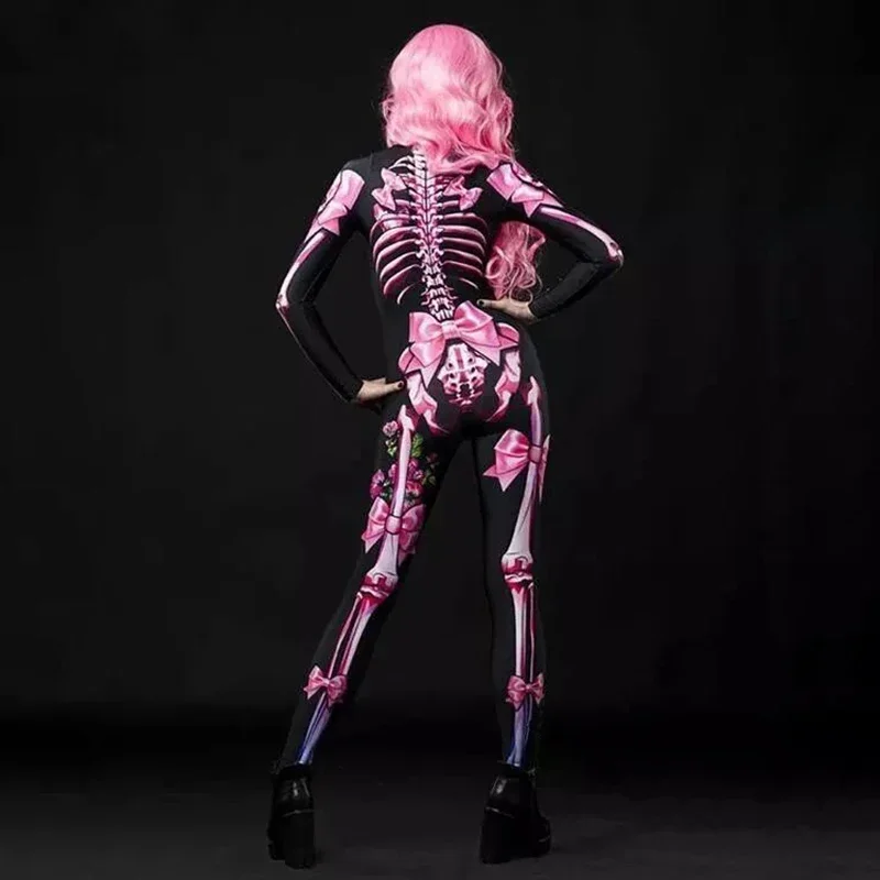 Halloween Costumes Rose Skeleton Adult Kids Jumpsuit
