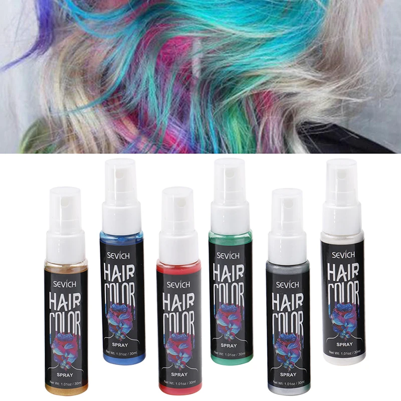 30ML Liquid Hair Spray Unisex Party Cosplay Use Temporary Hair Color Dye Tinted Lasting Security Hair Styling Art Supplies