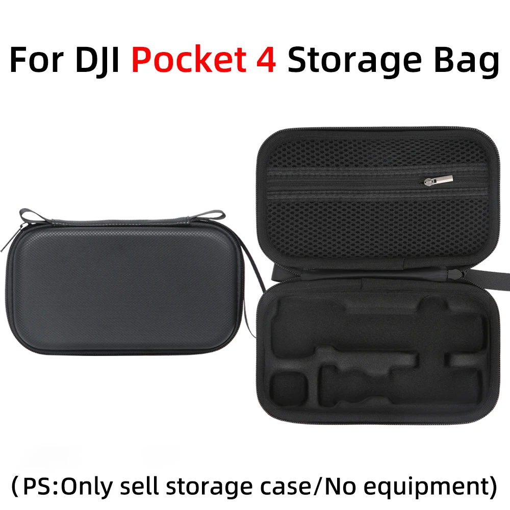 Vue de dessus de l'étui de transport pour DJI Pocket 4, avec la caméra insérée dans son logement dédié.