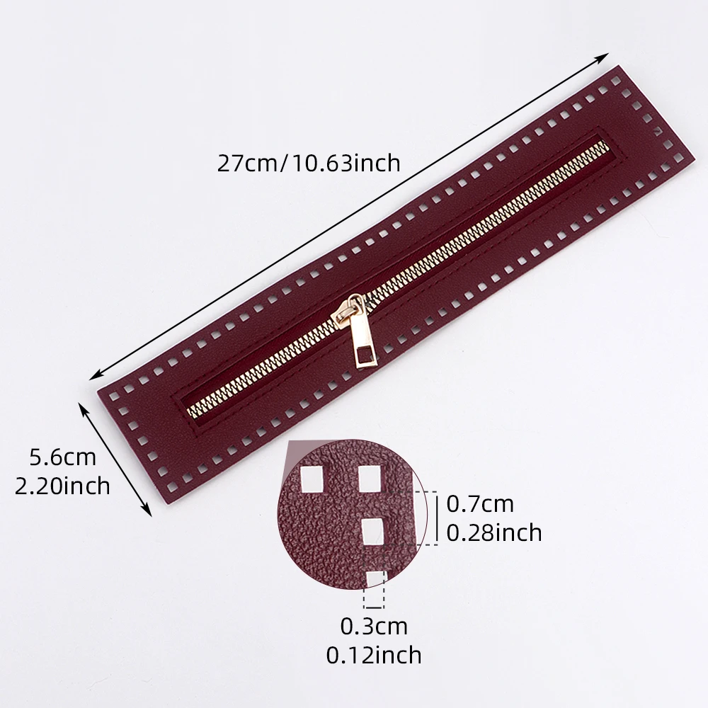 5개입 27cm 길이의 지퍼 스트랩(바느질 구멍이 있는 액세서리 포함), DIY 지퍼 재료(손뜨개 실 가방/수하물 지퍼 스트립용)