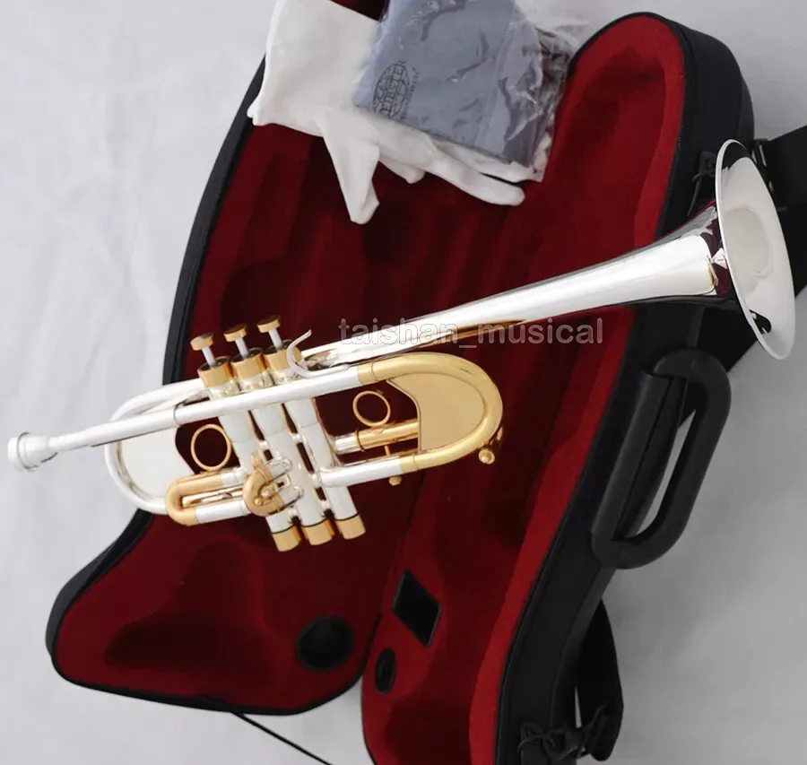 Professional Heavy C Trumpet Silver Gold Horn Bore Size:0.465'