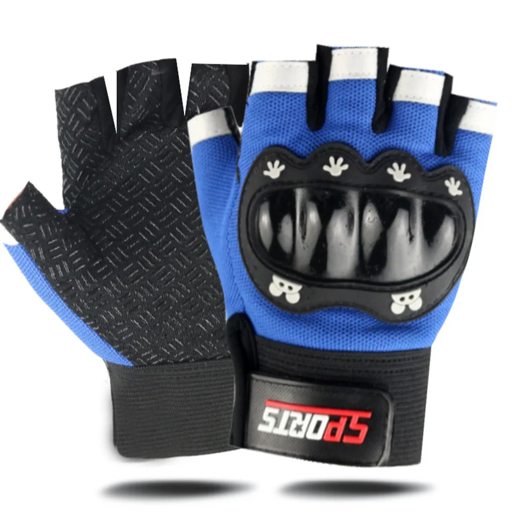 1 Pair Kids Half Finger Gloves Sports Gloves Non-Slip Gel Adjustable Fingerless for Children Cycling Riding Biking