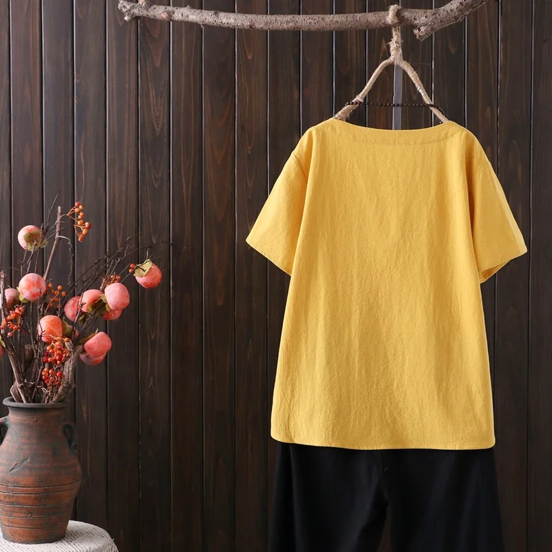 Woman Tshirts Summer New Large Size Casual Solid Color Loose Short Sleeve T-shirt Ropa Mujer Camisetas 3