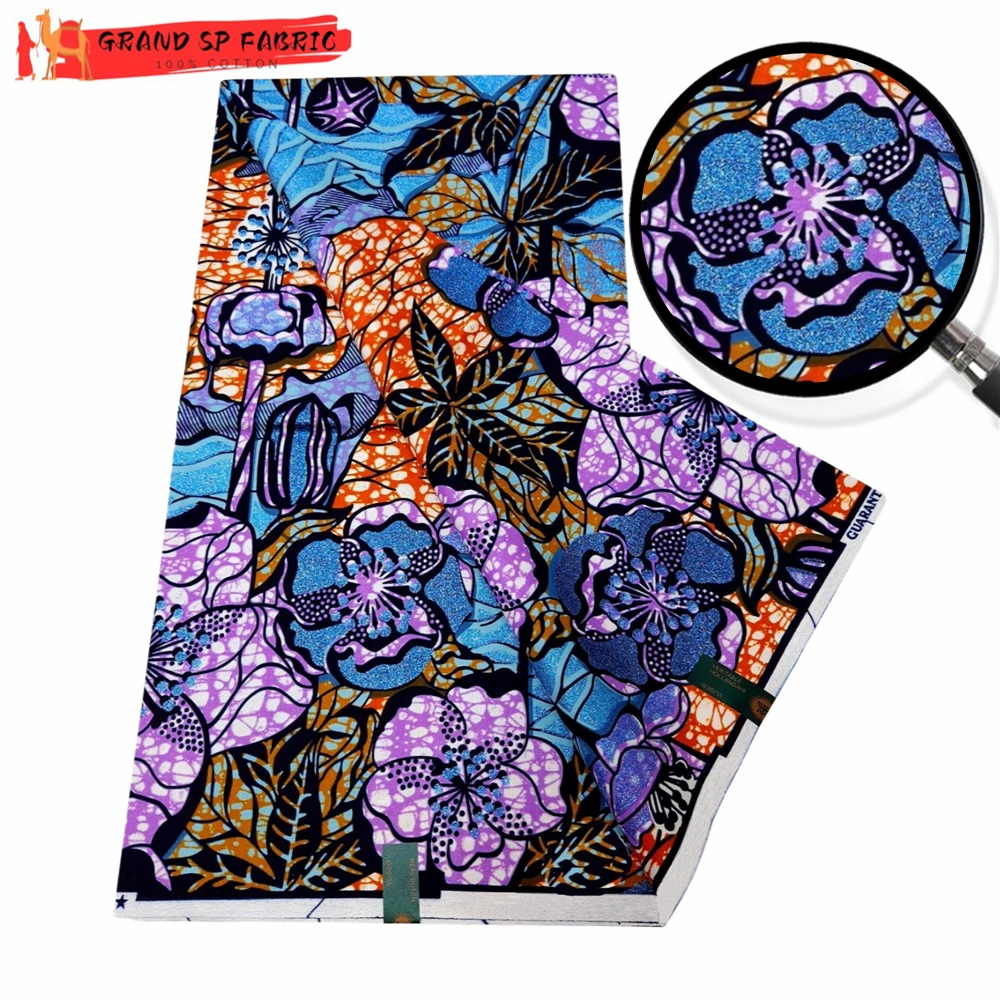 

Grand Super 100% Cotton African Wax Fabric High Quality Wax Print Ankara Fabric For Sewing 6yards Women Fabric VLS3118
