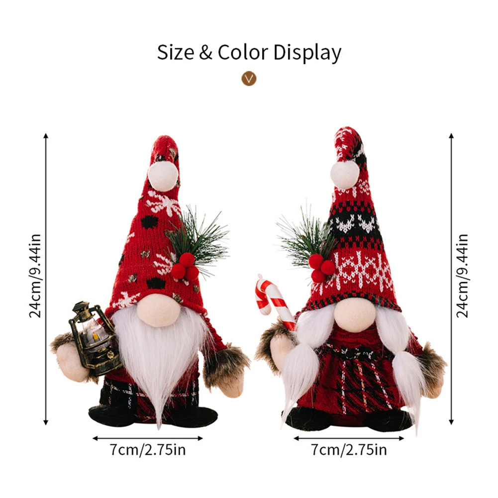 1Pc Santa Claus Ornament Decoration Christmas Gnome Doll New Year Christmas Gift Couple Ornament Walking Stick Christmas Dolls