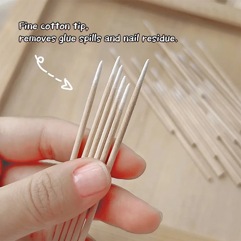 100/300/500개 일회용 나무 면봉 더블 헤드 립스틱 귀 면봉 속눈썹 청소 면봉 매니큐어 미용 용품