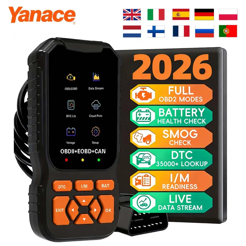 Yanace Scanner Diagnostico Auto: Lettore Codici Full CAN, Test Batteria, Dati in Tempo Reale, Diagnostica Guasti, Strumento di Scansione Luci di Avvertimento Motore