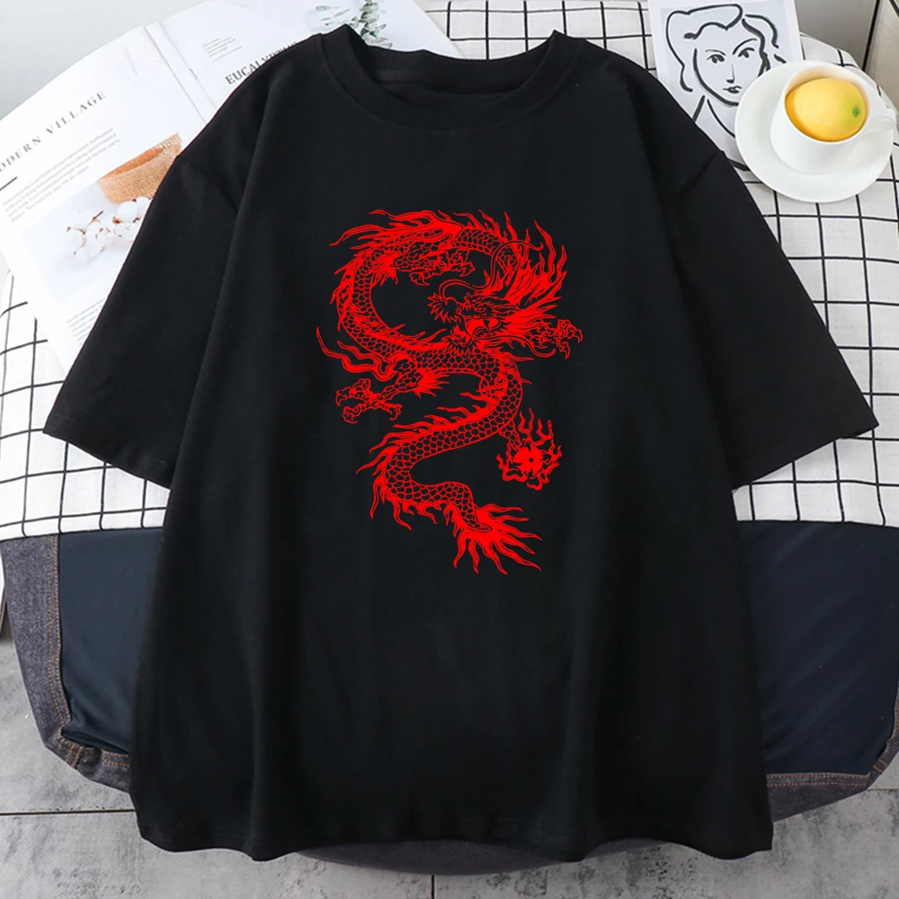 RED DRAGON 六本木 Tシャツ Red Dragon Fashion Street Printed Men T-Shirts Hip Hop