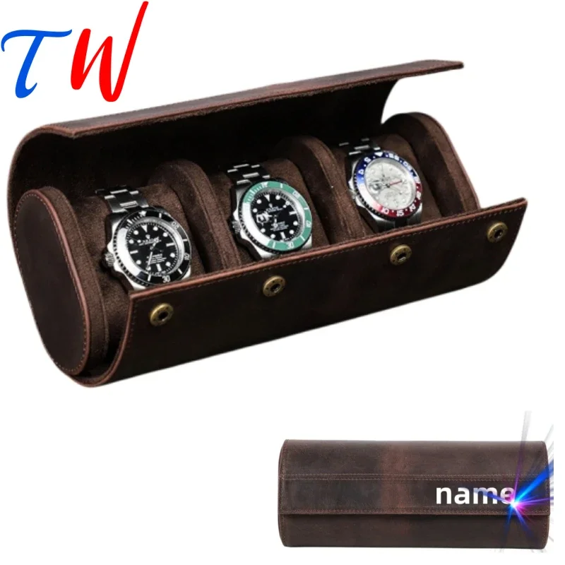 Classics Watch Case Portable Detachable Outdoor Exploration Travel Genuine Leather Free Customization Watch Organizer Box