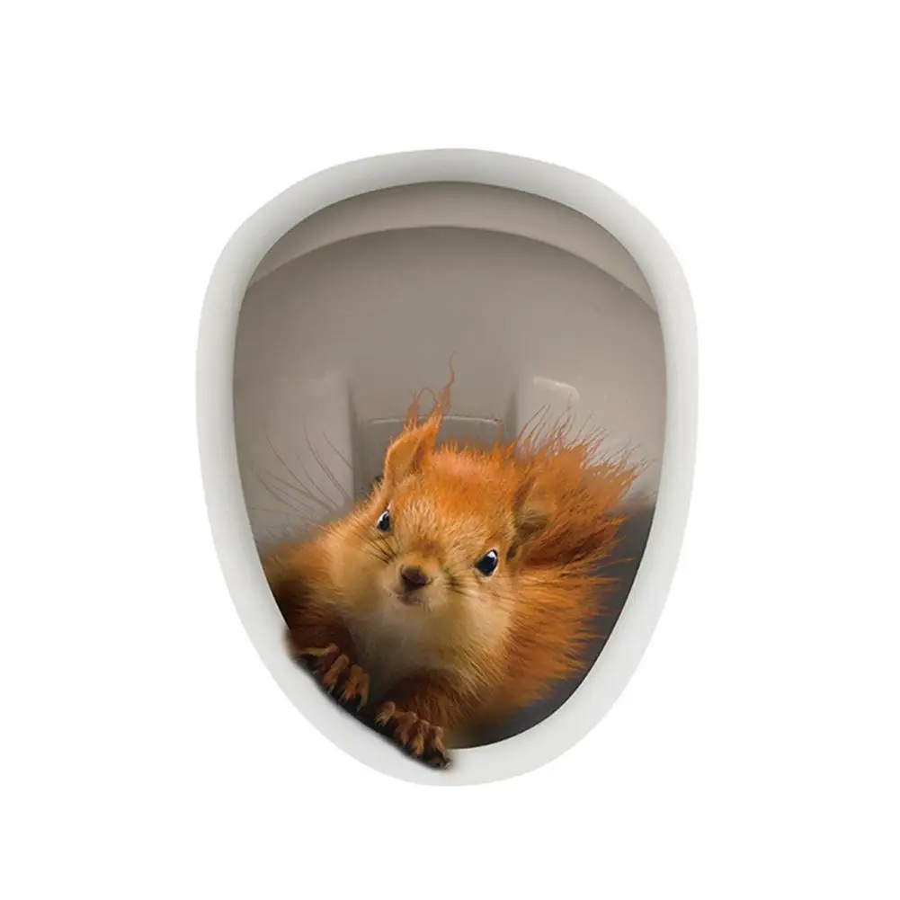 

Наклейка на крышку унитаза, Сильная Липкость, ПВХ, съемная забавная Наклейка 3D в виде белки, животного, наклейка на стену