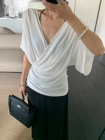 Tops plissés sexy à col en V pour femme, style Y2K, Ropa Mujer, mode, tous styles, t-shirts d'été, nouveaux vêtements coréens à manches courtes pour femmes 2026 5
