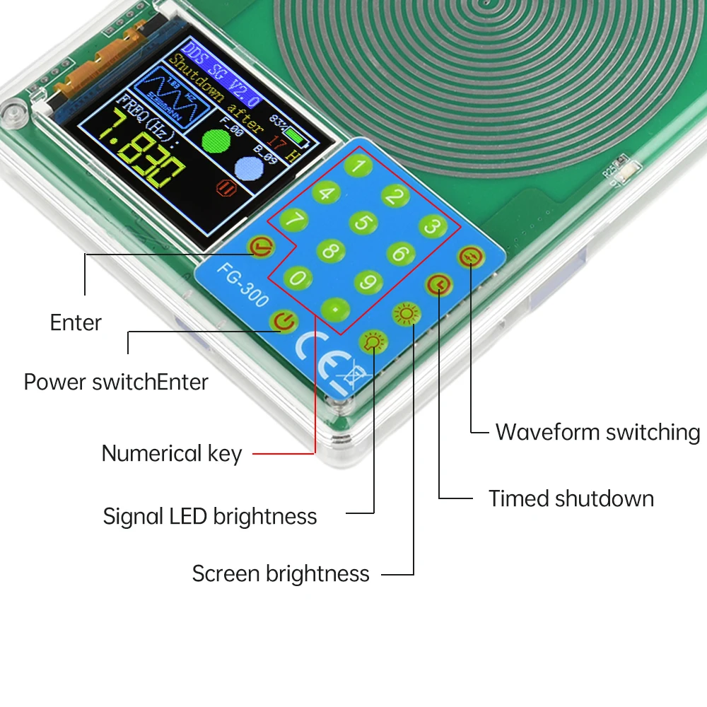 FG-300 DDS Signal Generator 0.001Hz-200KHz 1.8 inch color screen