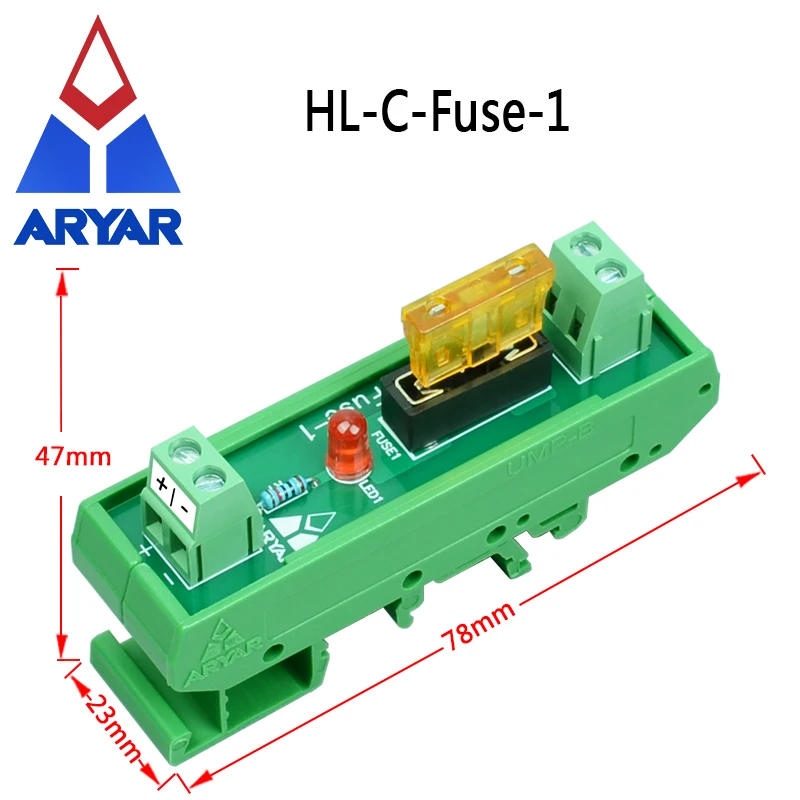 DIN Rail Mount Multi-Position Power Distribution Fuse Module, AC/DC 5-32V Capacity