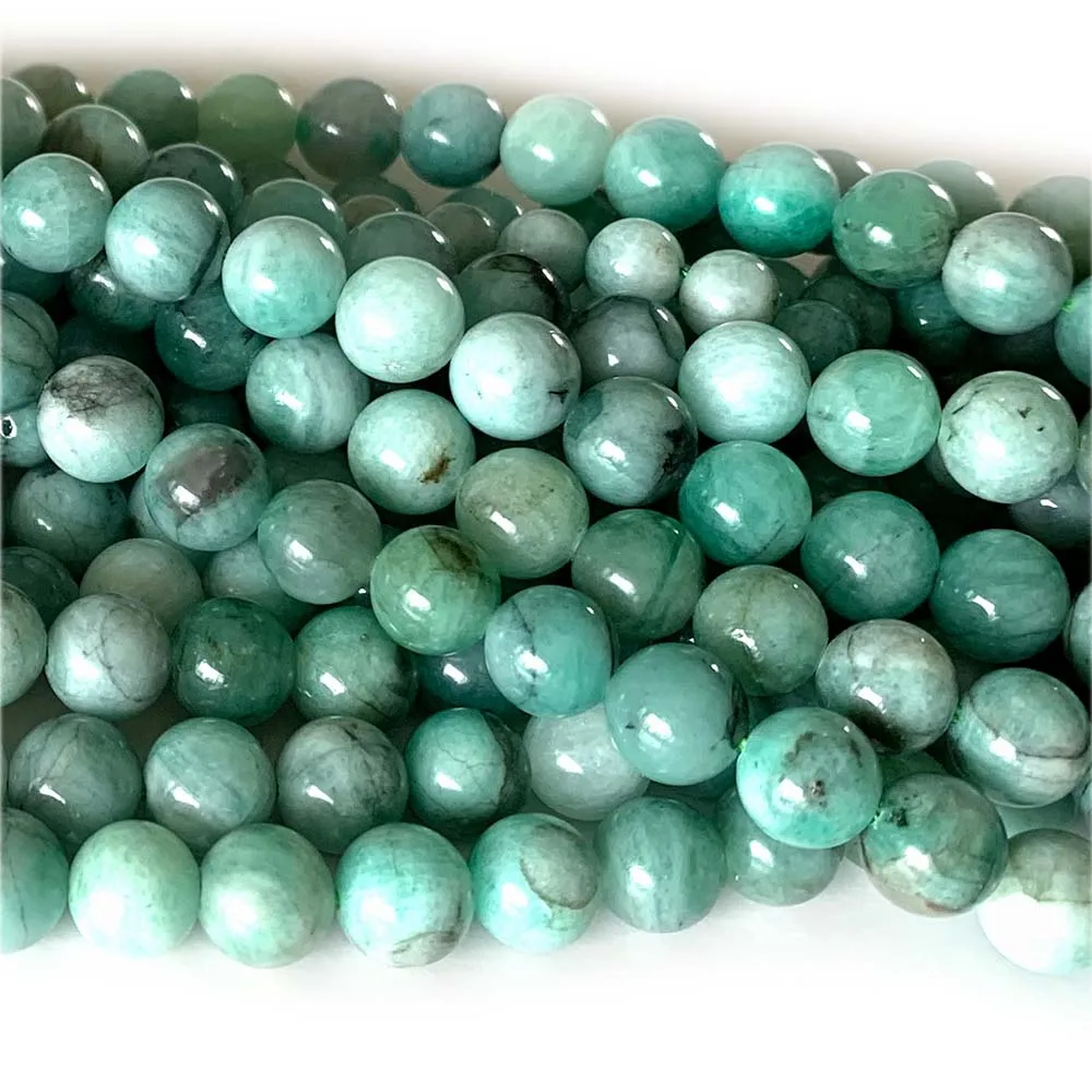 Veemake Natural Green Emerald Round Semi-precious Jewelry Stones Gemstones Beads 07910 5