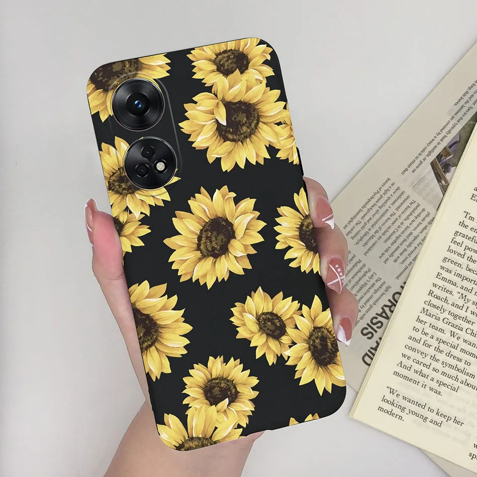 Fashionable Heart & Flower Cat Design Silicone Shockproof Phone Case - Frosted Back Cover