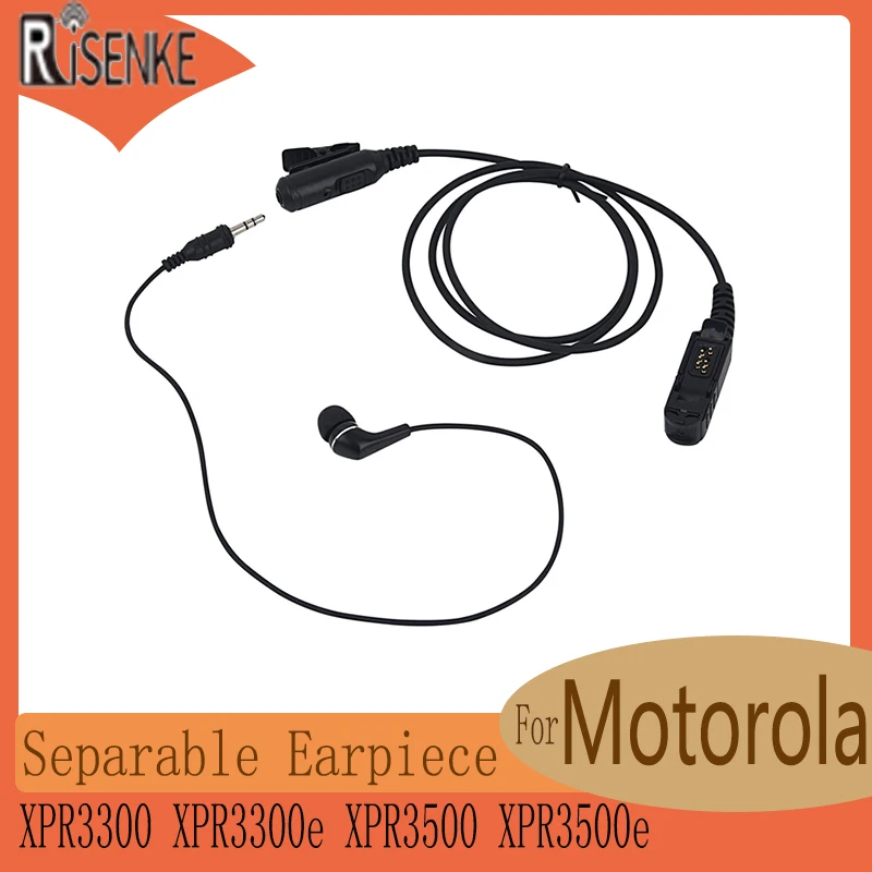 RISENKE Earpiece to 3.5 Audio for Motorola XPR3300,XPR3300e,XPR3500,XPR3500e Radio Walkie Talkie Accessories Headset,Separable