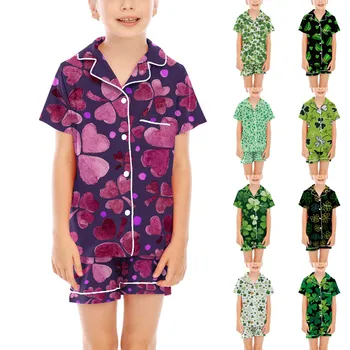 Children's Short-sleeved Shirt Suit 2025 Summer New Fashion Boys Short-sleeved Cotton Printing Girls T-shirt Children's Clothing 1