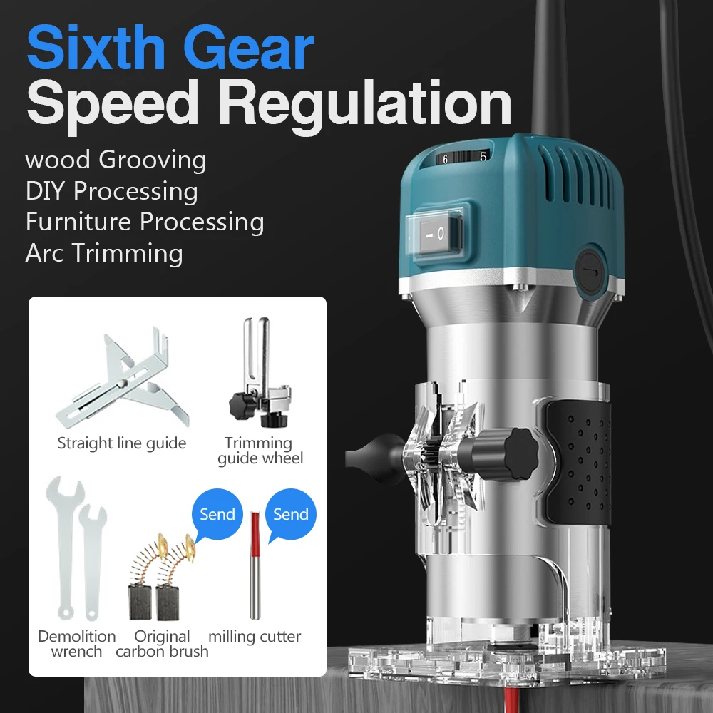 800w 30000rpm Woodworking Electric Trimmer Wood Router Tool Machines Power Carpentry Manual Trimmer Tools With Milling Cutter 2