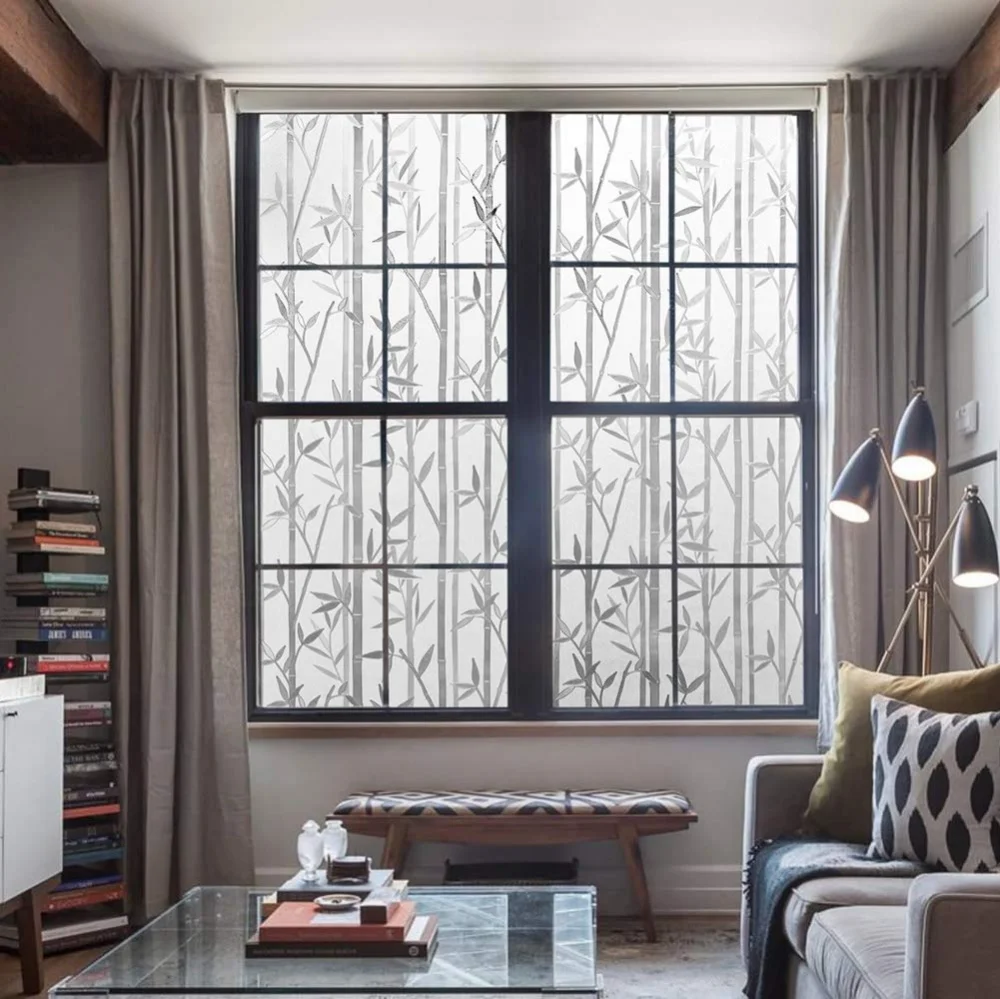 FANCY FIX translucent bamboo window film frosted privacy window film electrostatic adsorption stickers decoration
