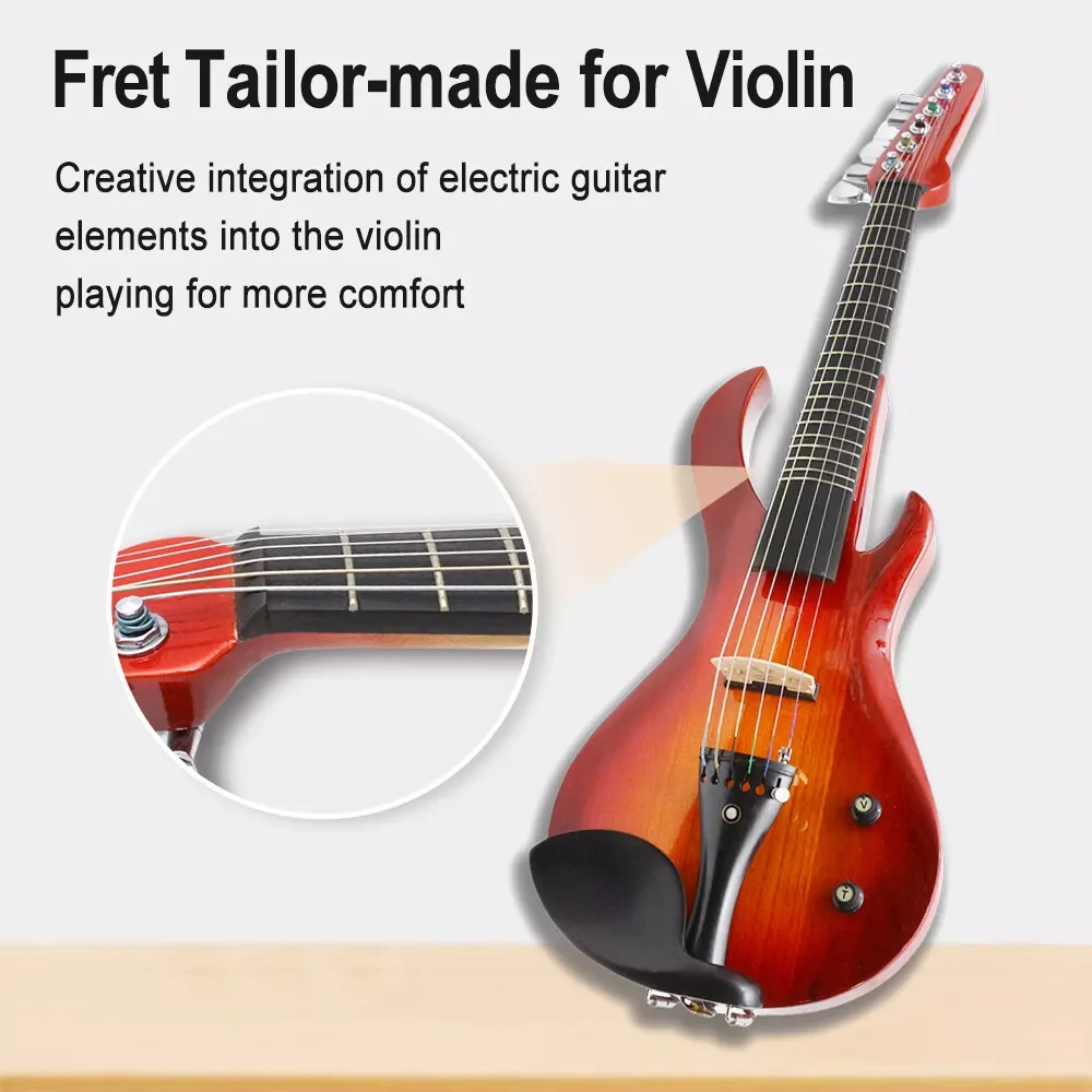 6 string electronic violin red color Advance 6 String Electric Violin for Student Beginner Full Size 4/4 Case,Bow