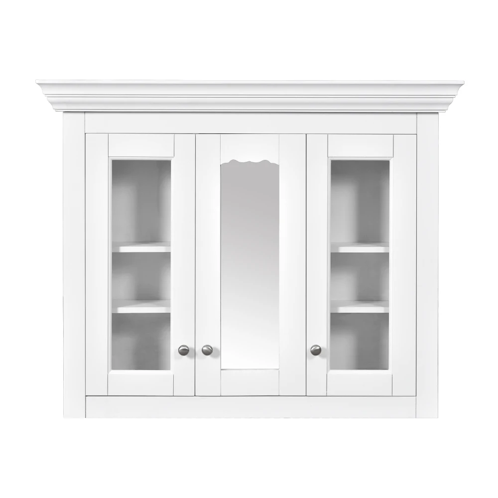 Wood Medicine Cabinet with Mirror Glass Door and Adjustable Shelves