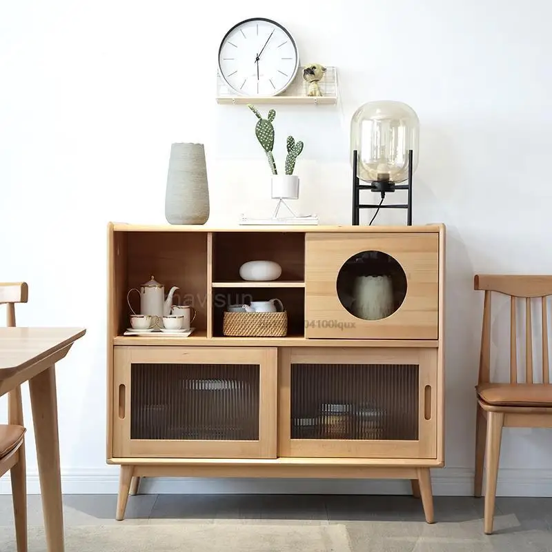 Japanese Style Living Room Tea Cabinet Modern Minimalist Kitchen Small Storage Sideboard Buffet Cabinet Dining Room Furniture