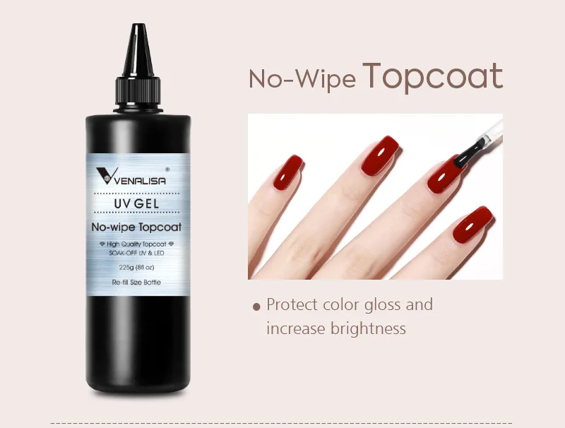 225g Venalisa Camouflage Tränken Weg Vom UV LED Gel Nail art Salon Transparent Selbst Nivellierung Abdeckung Gel Nail Builder Erweiterung klar Gel – Detail 12