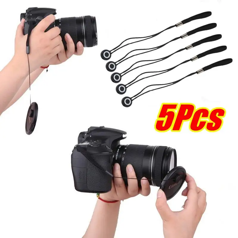 5개 카메라 렌즈 캡 끈(탄성끈 포함), 범용 DSLR SLR 이블 미러리스 카메라 비디오와 호환 가능