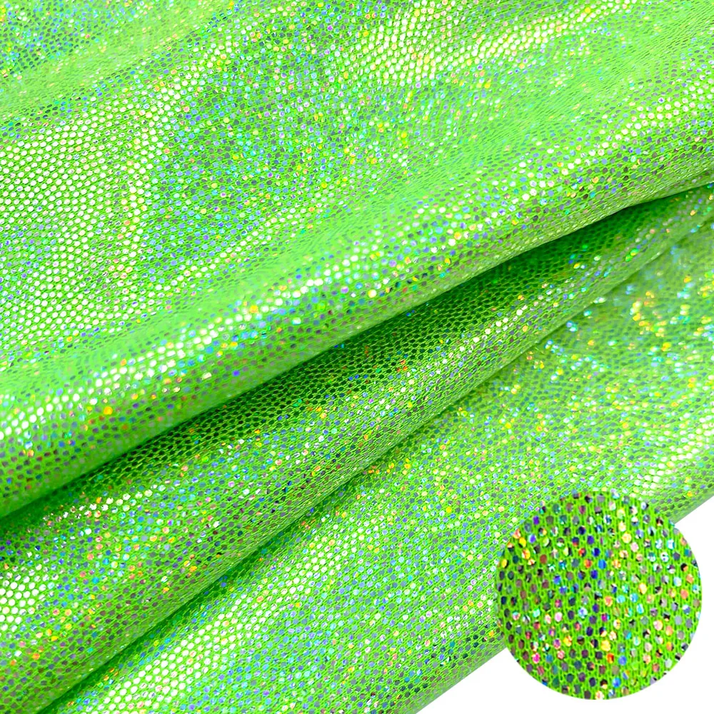 Glitter Laser Iridescent Holographic Polyester Fabric for Decor and DIY Projects