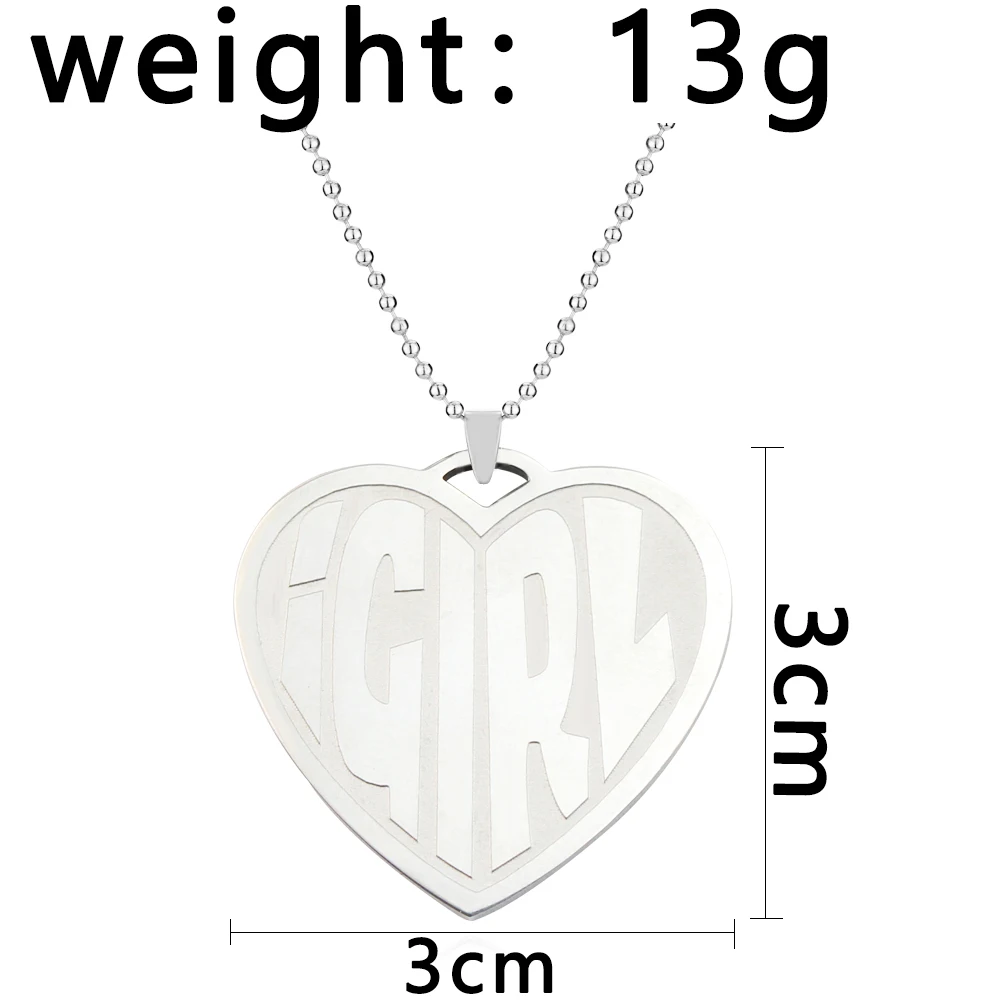 IGIRL Heart Pendant Necklace Stainless Steel Jewelry Engrave