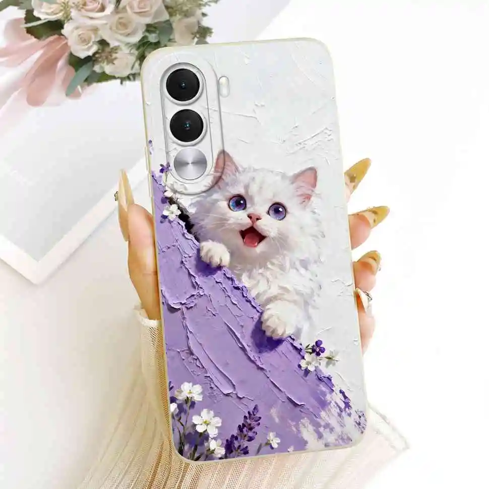 Cartoon Cat & Cute Dog Silicone Back Cover - 6.8 Premium Protective Phone Case