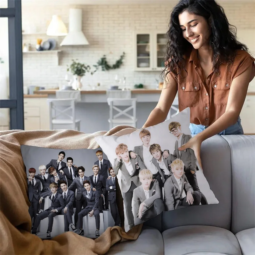 EXOs Pillow Covers Cartoon Sofa Decorative Home Double-sided Printing Short Plush Cute Cushion Cover 3
