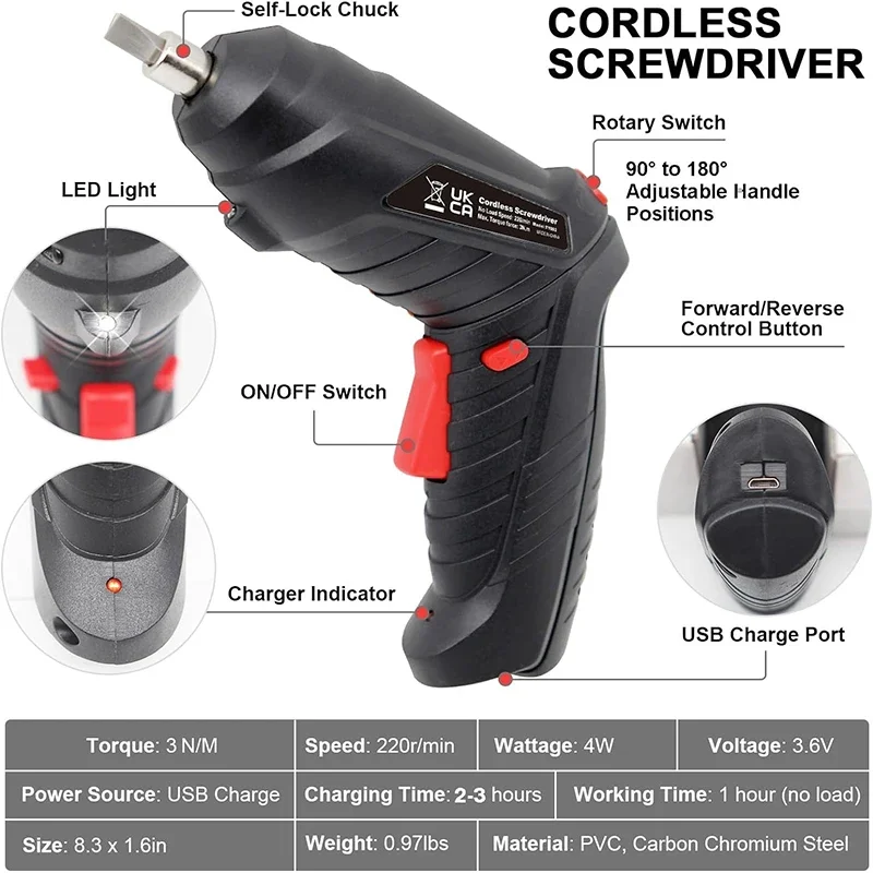 Electric Drill 4.2V Cordless Power Tools Set 1800mAh Lithium Battery Mini Household Screwdriver