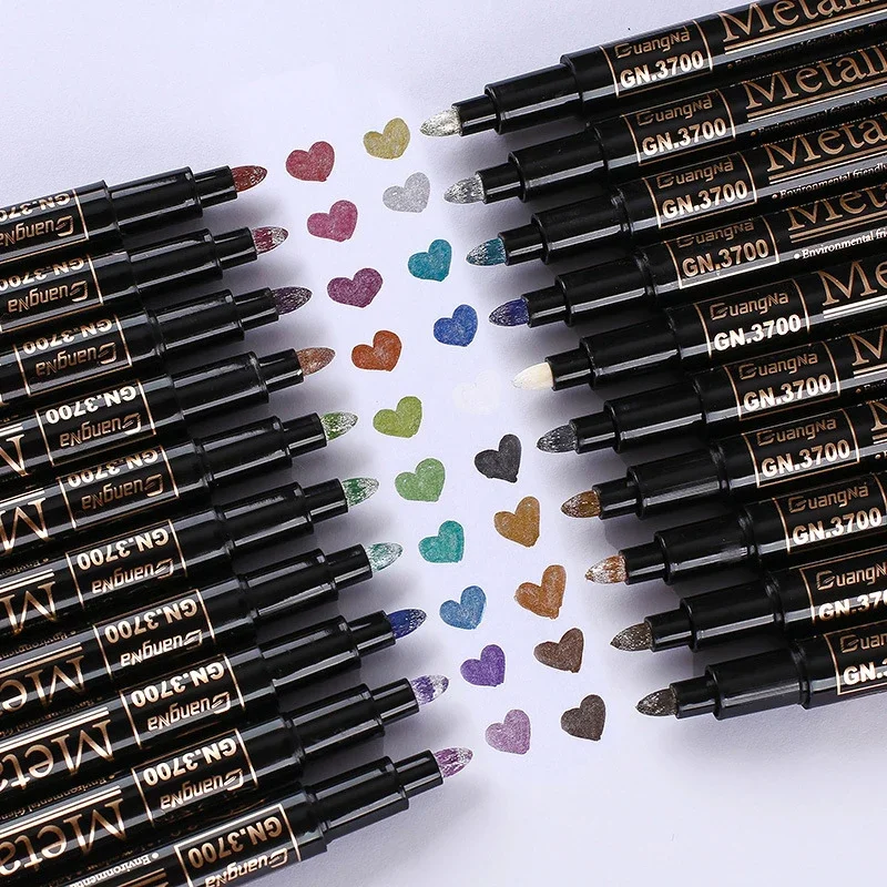 12/20 Colors Metallic Soft Brush Marker Pen Birthday Gift Card Making Metallic Color Art Pen DIY Photo Album Glass Wine