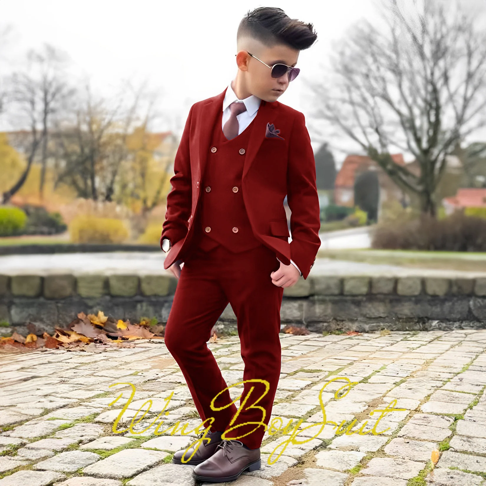 Boys Summer Wedding Suit Set - 5 Piece Dress Outfit With Ring Holder